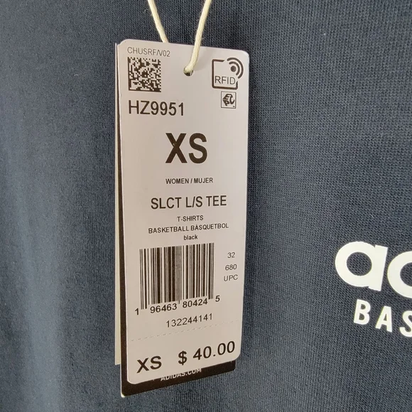 🔥SALE🔥 Adidas Basketball T-shirt Long Sleeve Black XS Women's - Picture 13 of 15